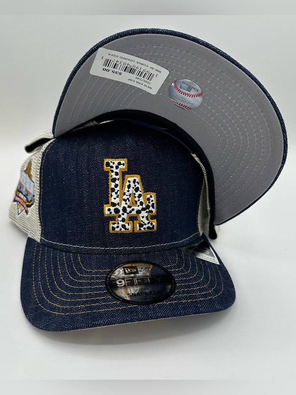 New Era LA Dodgers Cow Print Hat 9FIFTY 40th Anniversary SnapBack Trucker Cap